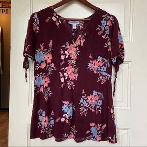 Motherhood Maternity Large Maroon Floral Top